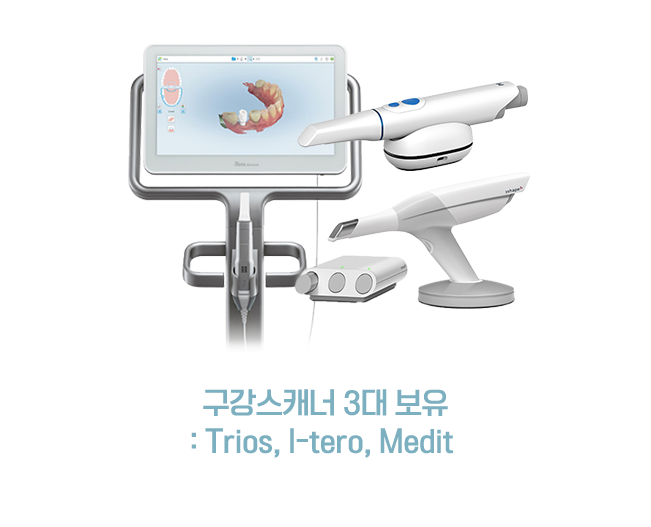 구강스캐너 3대 보유 : Trios, I-tero, Medit  